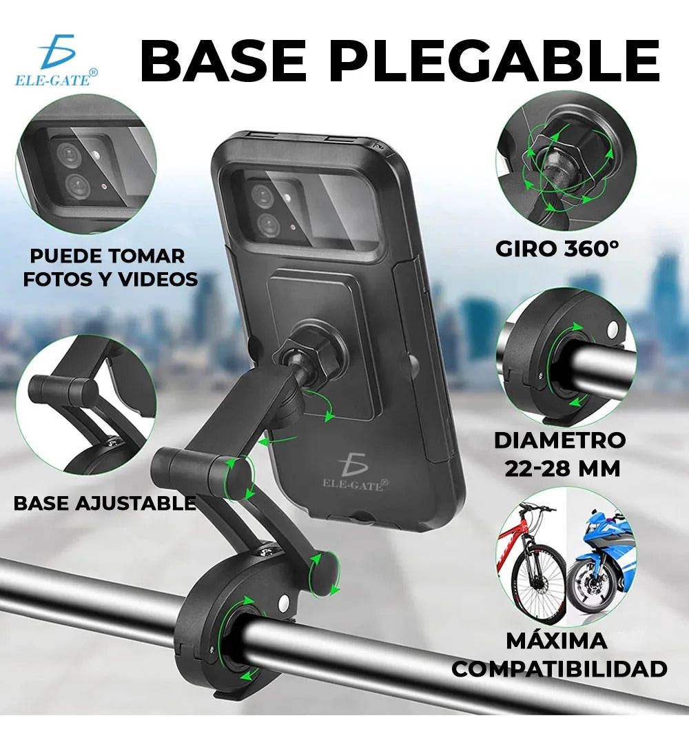Soporte Para Teléfono Impermeable De Bicicleta Motocicleta Negro
