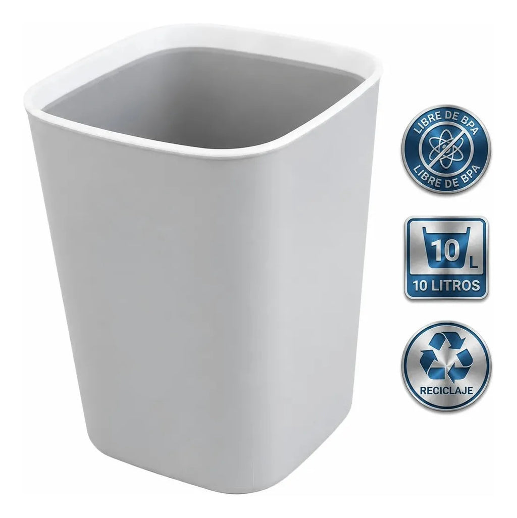 Bote De Basura 10 L Con Tira Oculta Para Bolsa Libre De Bpa