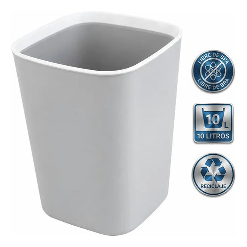 Bote De Basura 10 L Con Tira Oculta Para Bolsa Libre De Bpa