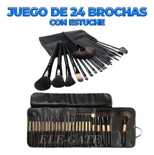 Set De Brochas De Maquillaje Profesional 24 Piezas Negro