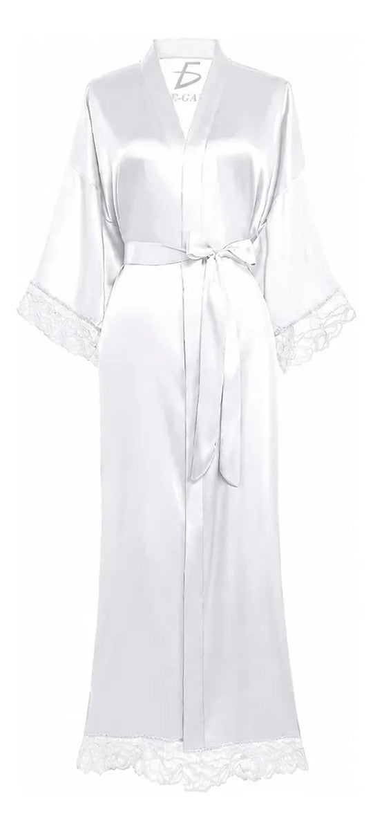Bata de seda de hielo con encaje - xl plateado XL