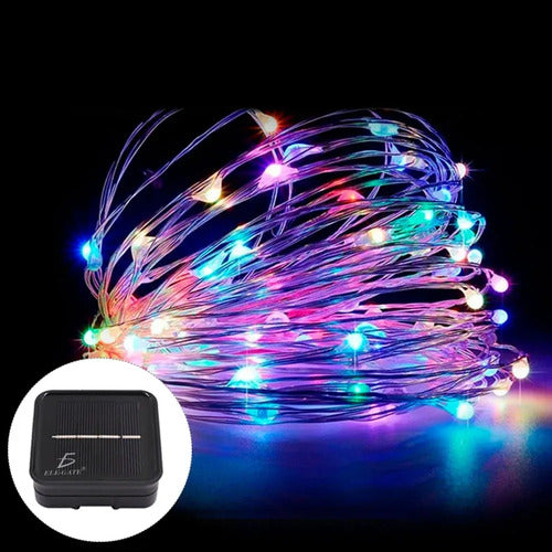 Luces Led Serie Solar Exterior Fiesta Navidad Tira 10 Metros