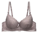 Brasier con encaje bordado push up beige M