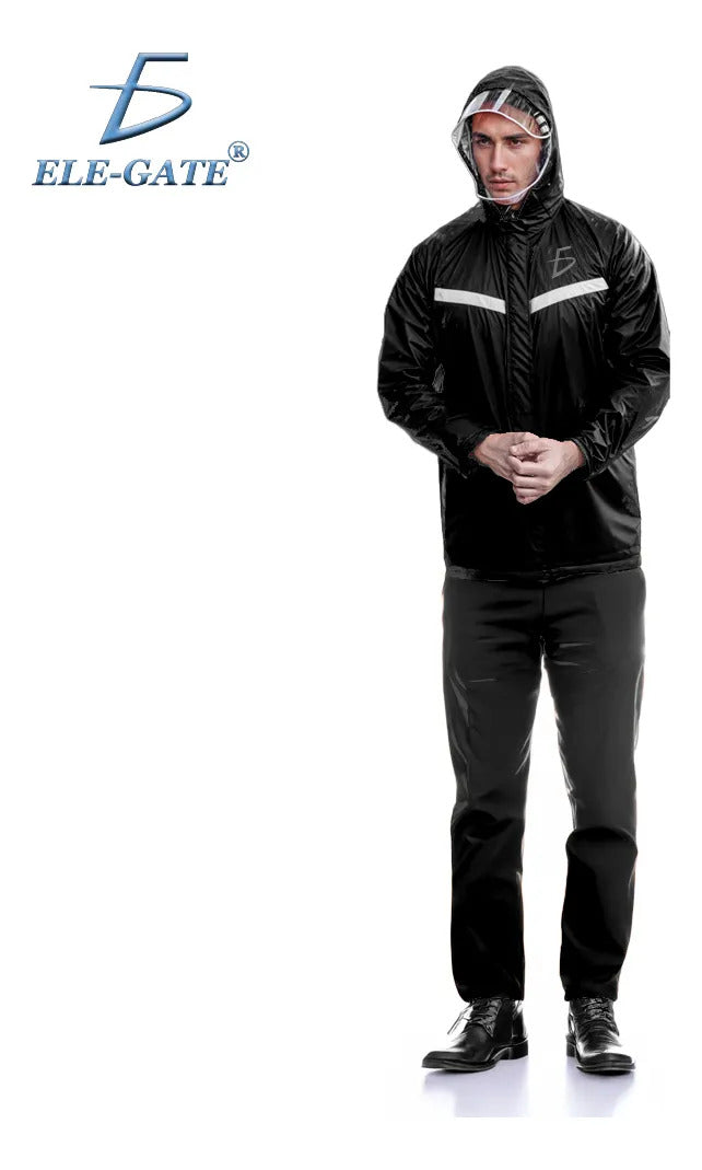 Impermeable De 2 Piezas Con Visera Y Bandas Reflectivas