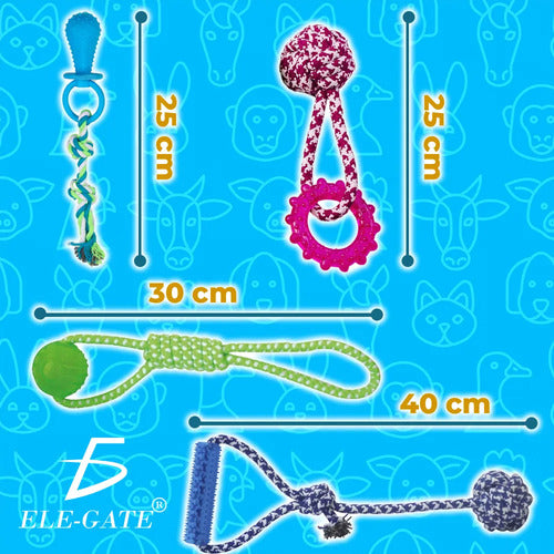 Set De 4 Juguetes De Cuerda Con Mordederas De Silicón