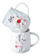 Taza De Cerámica Con Dibujo De Ratón Tapa Y Agitador