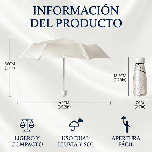 Paraguas Plegable Para Sol Y Lluvia Apertura Fácil Ideal