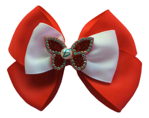 Par De Moños Estilo Coquete Con Broche Decorado Con