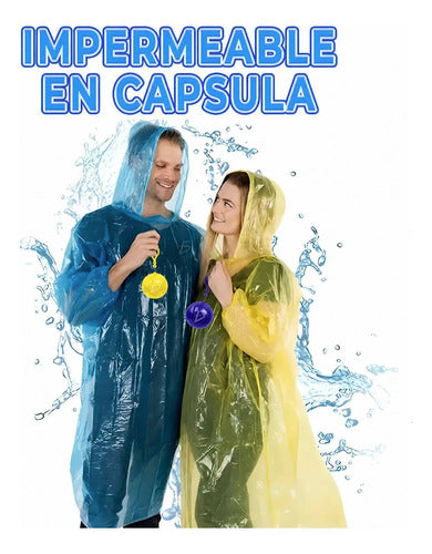Impermeable De Lluvia Desechable En Llavero De Bola Azul M