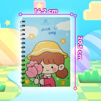 Cuaderno Kawaii De Rayas Con 80 Hojas Y Espiral Metálico