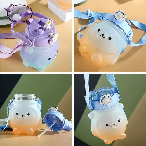Cantimplora De Agua De 600 Ml Con Diseño De Oso Kawaii