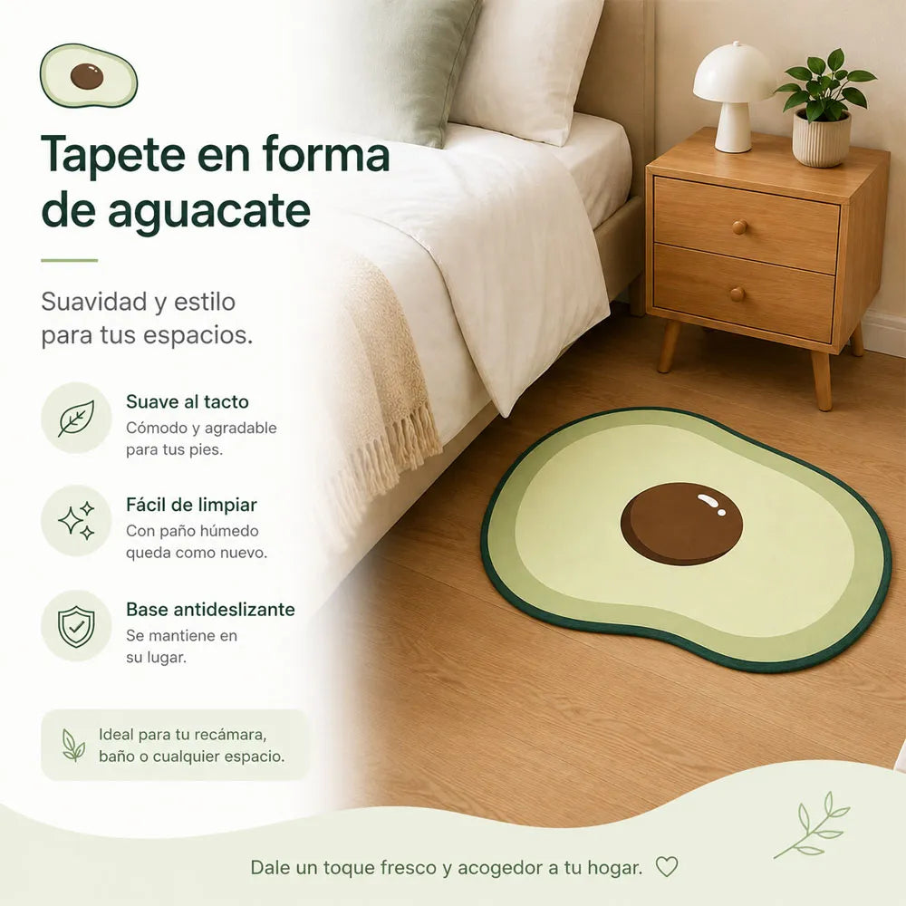 Tapete Absorbente 40 X 60 Cm Diseño Aguacate Secado Rápido