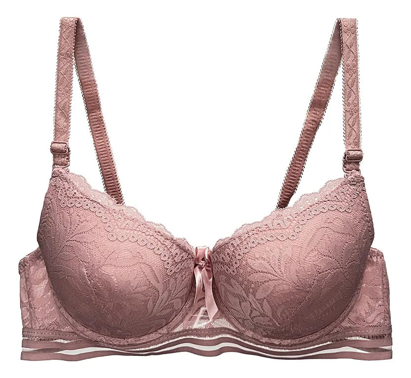 Brasier con encaje y push up con tirantes ajustables coral M