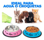 Cuenco De Acero Inoxidable Para Mascotas Con Base Amarillo