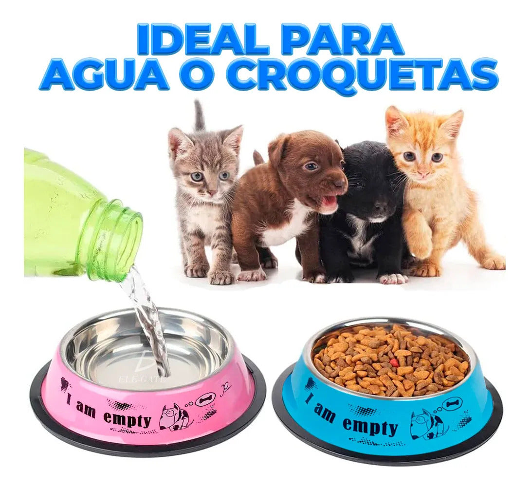 Cuenco De Acero Inoxidable Para Mascotas Con Base Amarillo
