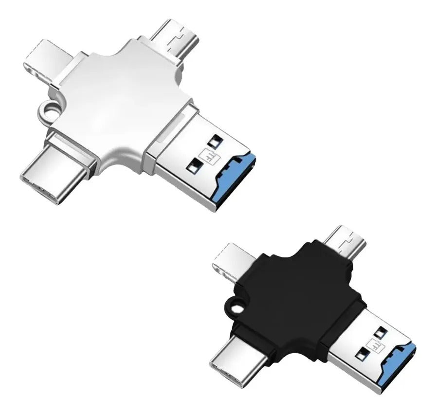 Adaptador Lighting Otg Lector Type-c Micro Usb 4 En 1