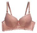 Brasier con encaje bordado push up rosa M