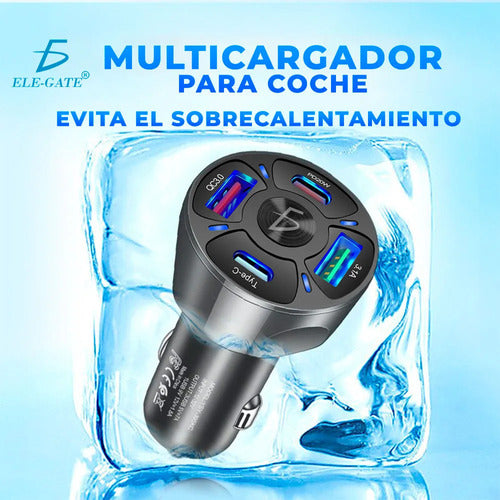 Multicargador Para Automovil Coche Qc3.0 Pd 20w Usb3.1a