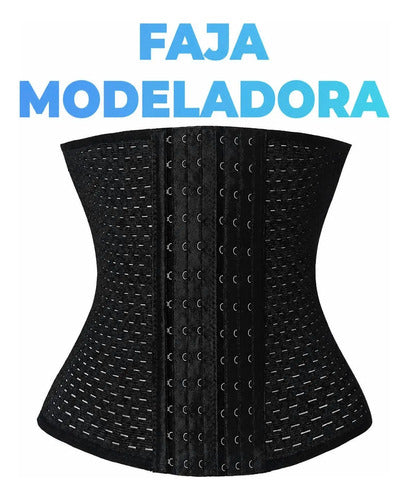 Corset Modeladora Faja Cinturilla Colombiana Lencería Mujer Negro Xl