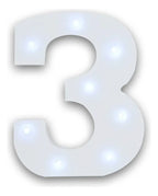 Numero 3 de luz LED luz cálida