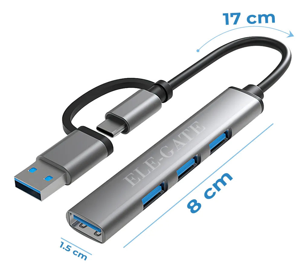 Hub Usb Type C 3.0 2 En 1 Con 4 Puertos Usb 5gbps