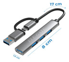 Hub Usb Type C 3.0 2 En 1 Con 4 Puertos Usb 5gbps