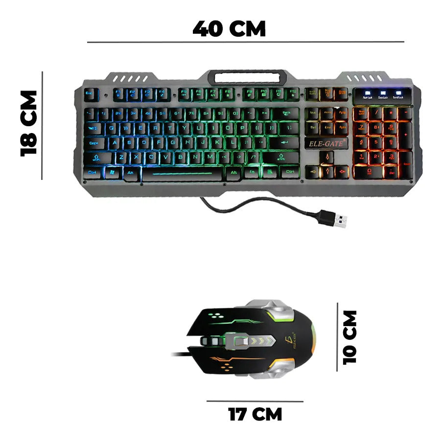 Teclado Luz Gamer Con Mouse Y Soporte De Celular
