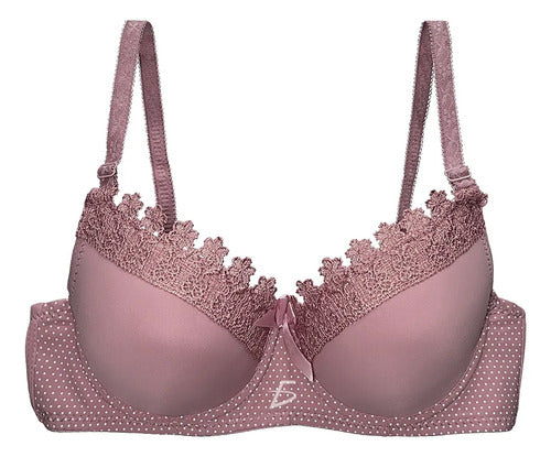 Brasier con encaje de copa completa coral M