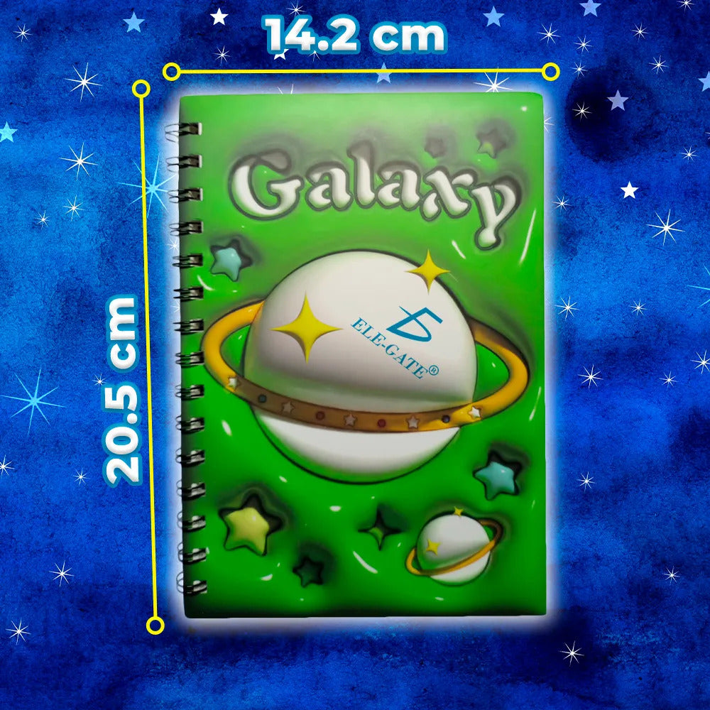 Cuaderno De 80 Hojas A Rayas Con Estilo Espacial Y Espiral