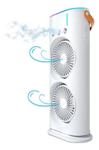 Ventilador de torre doble con nebulización con base