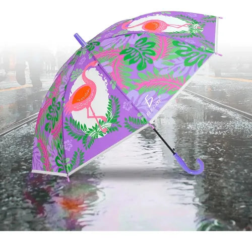 Paraguas Con Protección Uv Impermeable Con Diseño Tropical Violeta