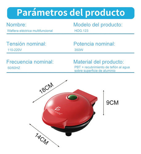 Waflera Multifuncional Mini Con Calentamiento Uniforme Por