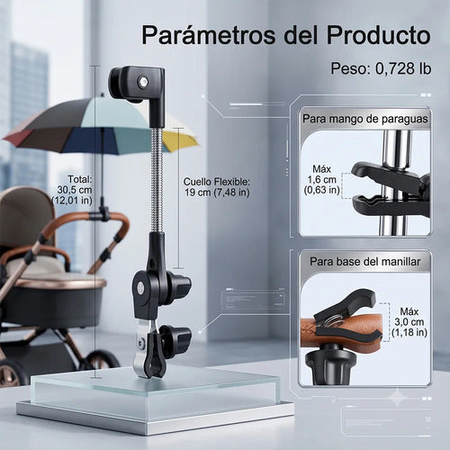 Soporte Ajustable Para Paraguas De Bicicleta Y Carriola Con
