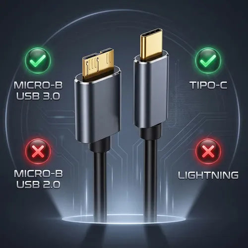 Cable Usb-c A Micro Usb-b 3.0 De 0.5 M 5 Gbps Negro Con Carcasas Metálicas