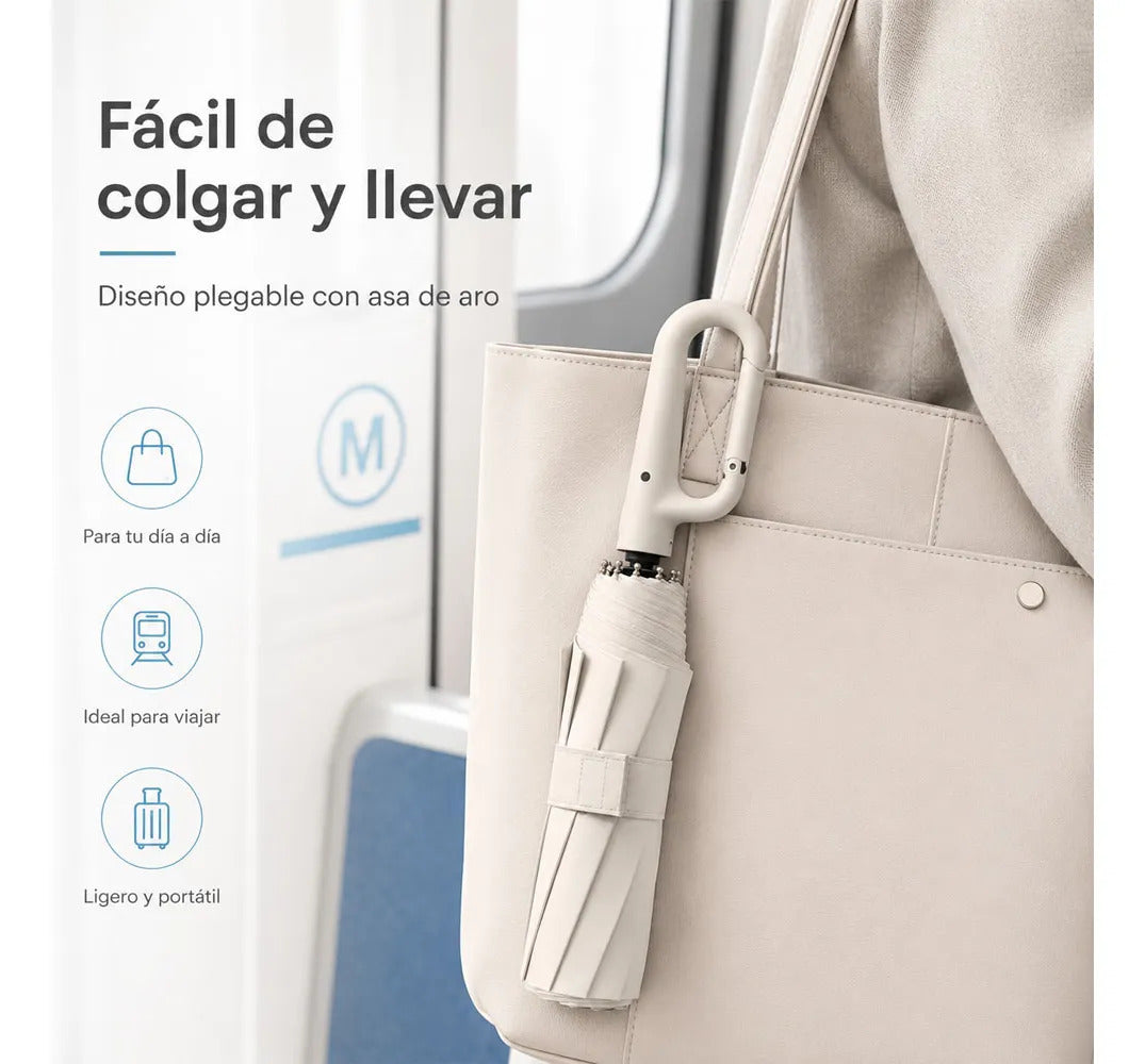 Paraguas Automático Plegable 23 Pulgadas Con Apertura Y Negro