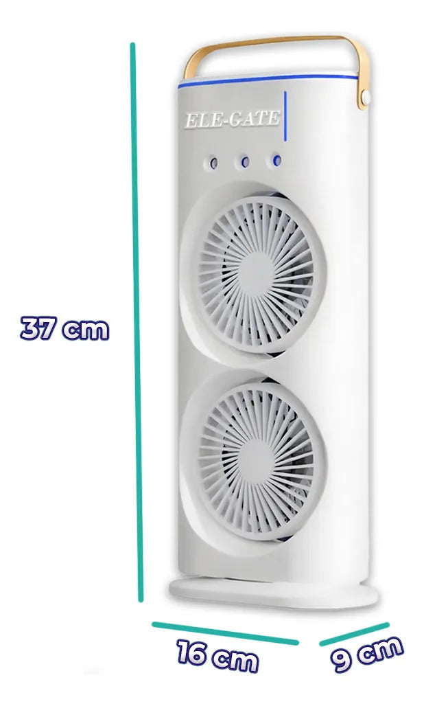 Ventilador de torre doble con nebulización con base