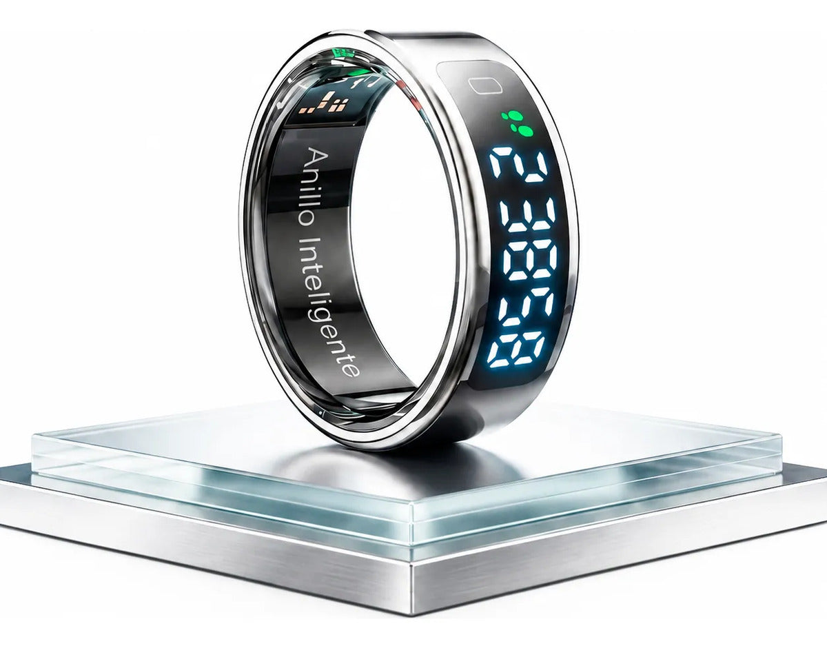 Anillo inteligente con pantalla plata talla 9