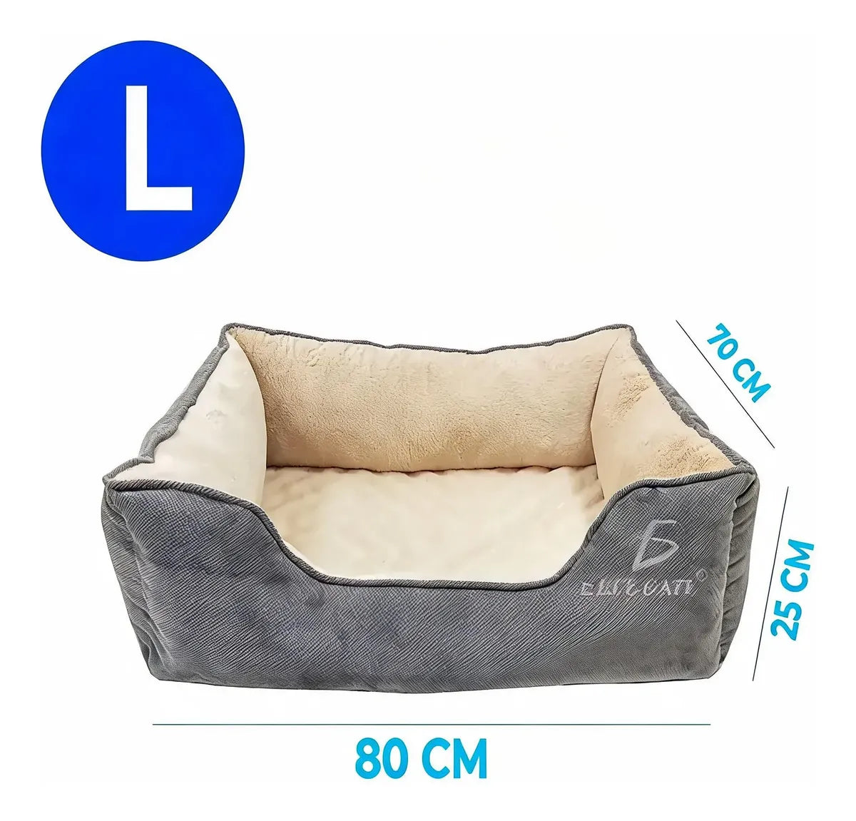 Cama Rectangular Para Mascotas 80 X 70 Cm Café