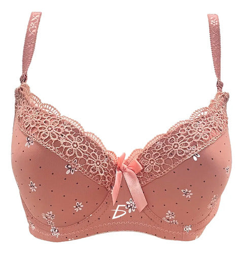 Brasier Con Encaje De Copa Completa Coral M
