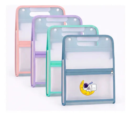 Organizador De Documentos A4 De 13 Compartimentos Con Asa Azul