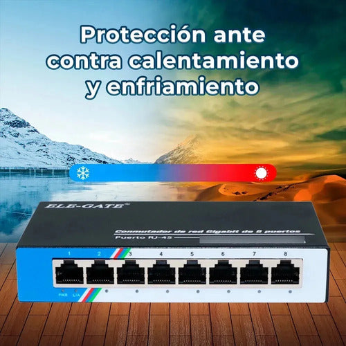 Switch Ethernet Con Gabinete Metálico Con 8 Puertos Gigabit