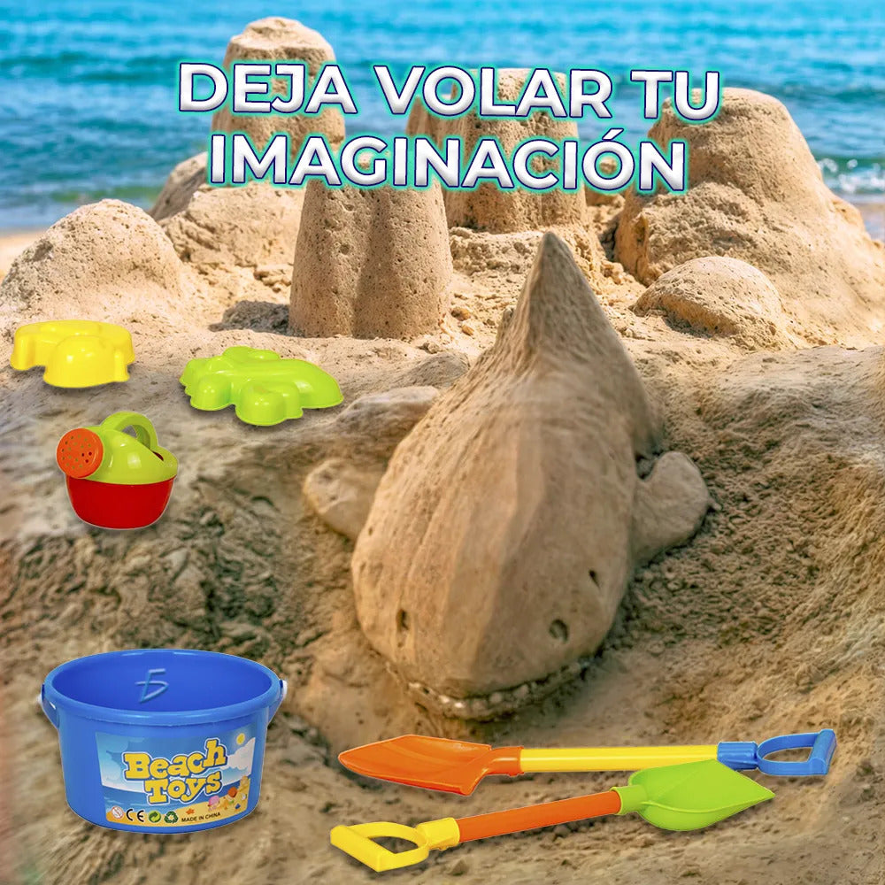 Set de juguetes para playa incluye cubeta y regadera