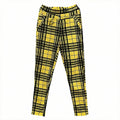Leggins de cuadros de corte alto amarillo M