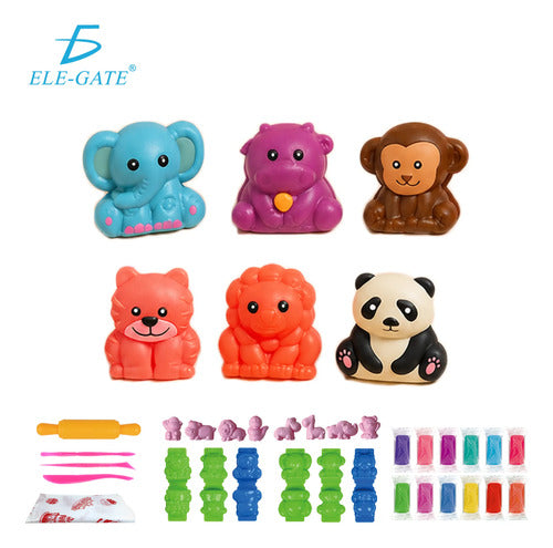 Set De Plastilina Infantil Con 6 Moldes 3d De Animales