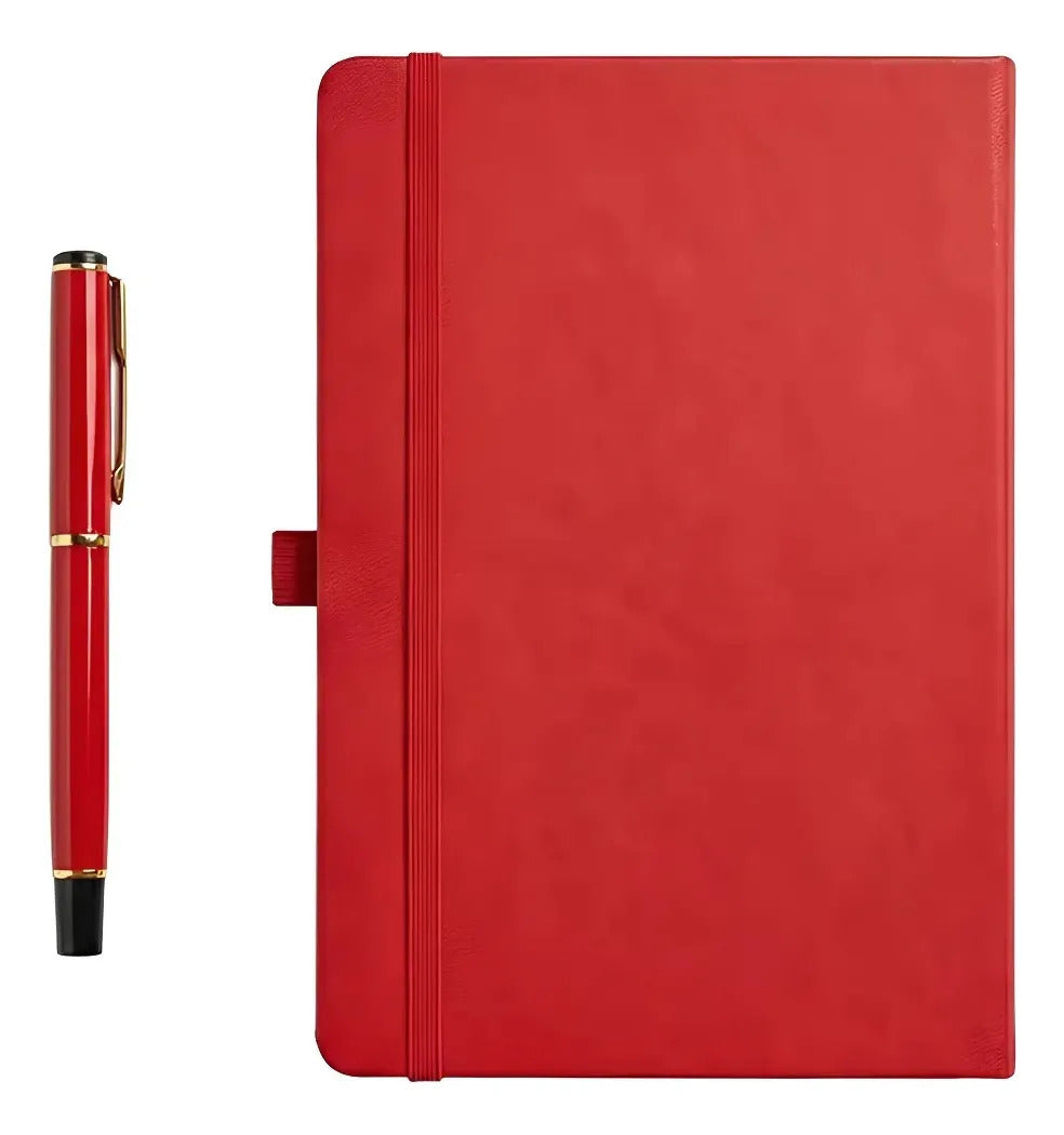 Set De Regalo Con Libreta Y Pluma Color Rojo