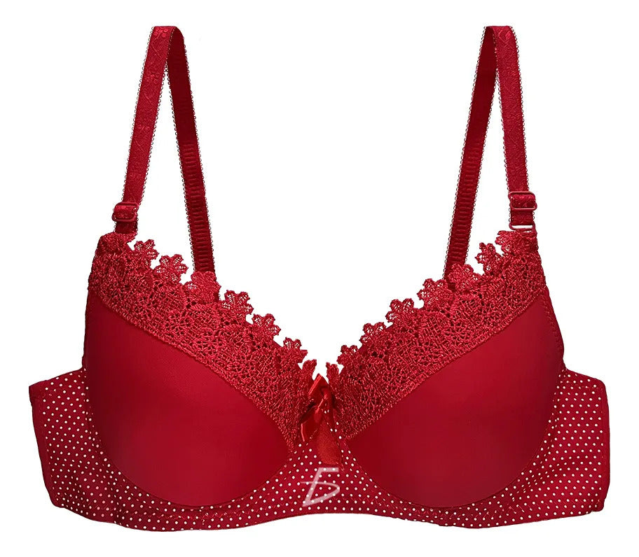 Brasier Con Encaje De Copa Completa Rojo M
