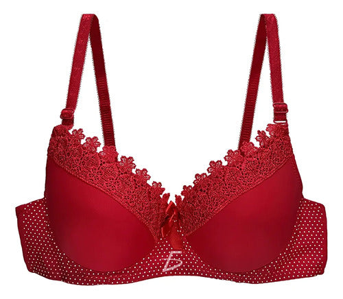 Brasier Con Encaje De Copa Completa Rojo M