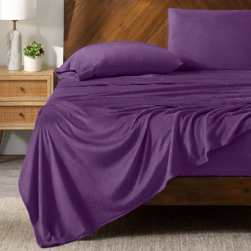 Juego De Sábanas Térmicas Polares Con Fundas De Almohada Violeta