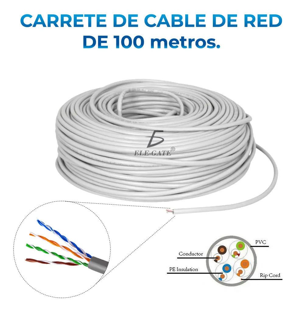 Cable De Red Utp Cat 5e Blanco De 100 M