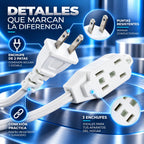 Extensión Eléctrica Para Interiores 2m 3 Toma Corrientes